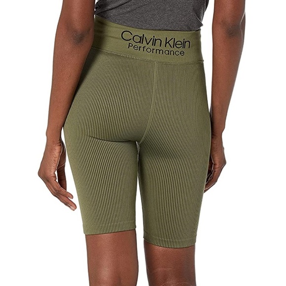 Calvin Klein Performance Women's Thick Rib High Waist Bike Short 9” Inseam - Picture 1 of 2